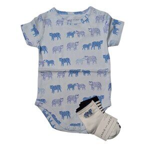 Janie And Jack Baby Bodysuit & Socks Set 3-6 Months Tiger Print Cotton Blend